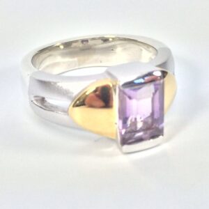 Ametrine Sterling Silver Ring, Gold Vermeil Accent, Size 7