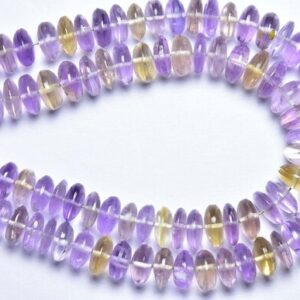 7 inches - Natural Beautiful Smooth Ametrine German Cut Smooth Rondelle - Size is 8 mm #1527