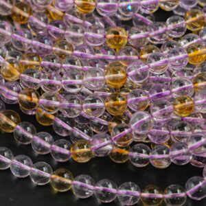 AAA Crystal Beads Ametrine Smooth Round 6mm 8mm 10mm 12mm - Super High Quality 16"