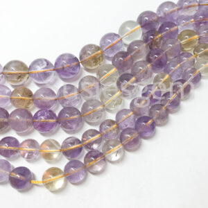 Genuine Ametrine Round Beads: Natural Purple & Yellow Gemstone (10mm/12mm/14mm)