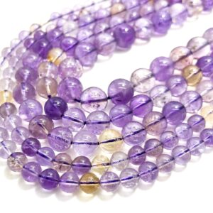 Natural Aaa Purple Ametrine Smooth Polished Round 6mm 8mm 10mm Gemstone Beads Rn178