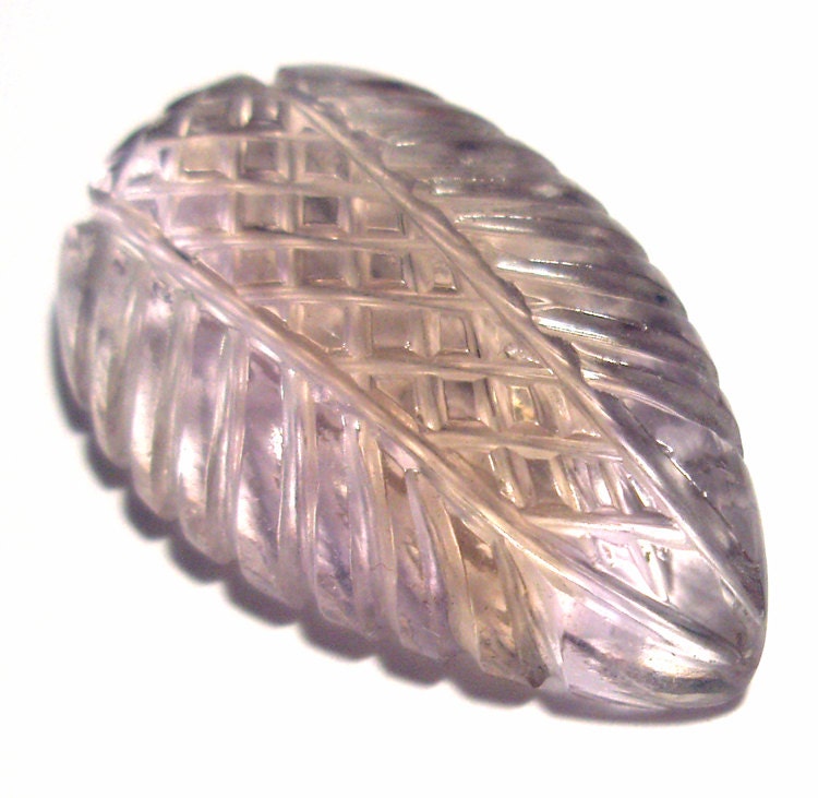 Bi Color Ametrine Carved Tropical Leaf Perfect For Wire Wrapping - Purple 3d Ian