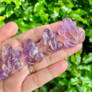 Ametrine Crystal Frog Carving: Purple & Gold Quartz Animal 32-39mm