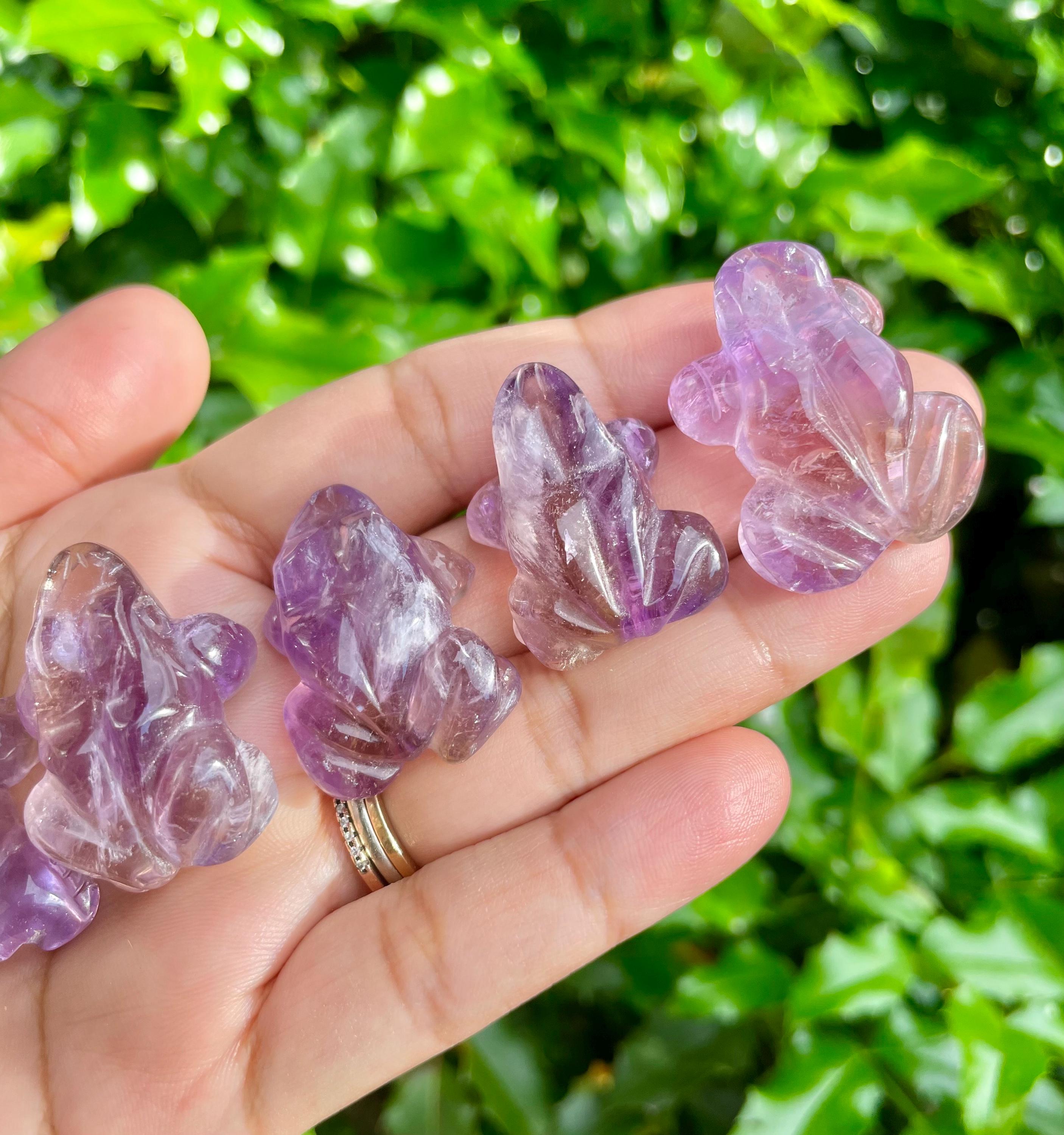 Ametrine Crystal Frog Carving: Purple & Gold Quartz Animal 32-39mm Ametrine Crystal Frog Carving: Purple & Gold Quartz Animal 32-39mm