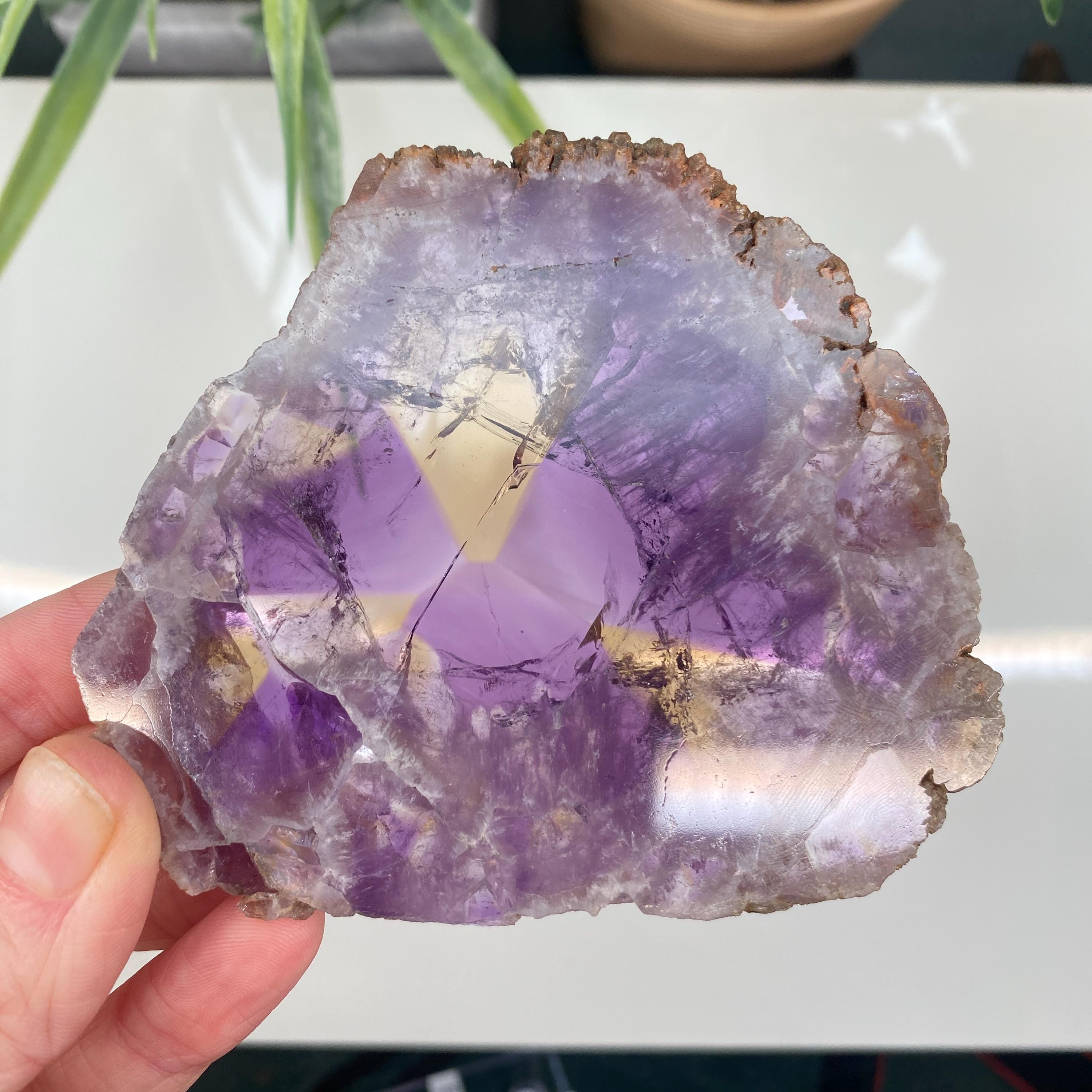 Large Ametrine Slab, Ametrine Trapiche, Natural Ametrine, Rare, Exact Shown Large Ametrine Slab, Ametrine Trapiche, Natural Ametrine, Rare, Exact Shown