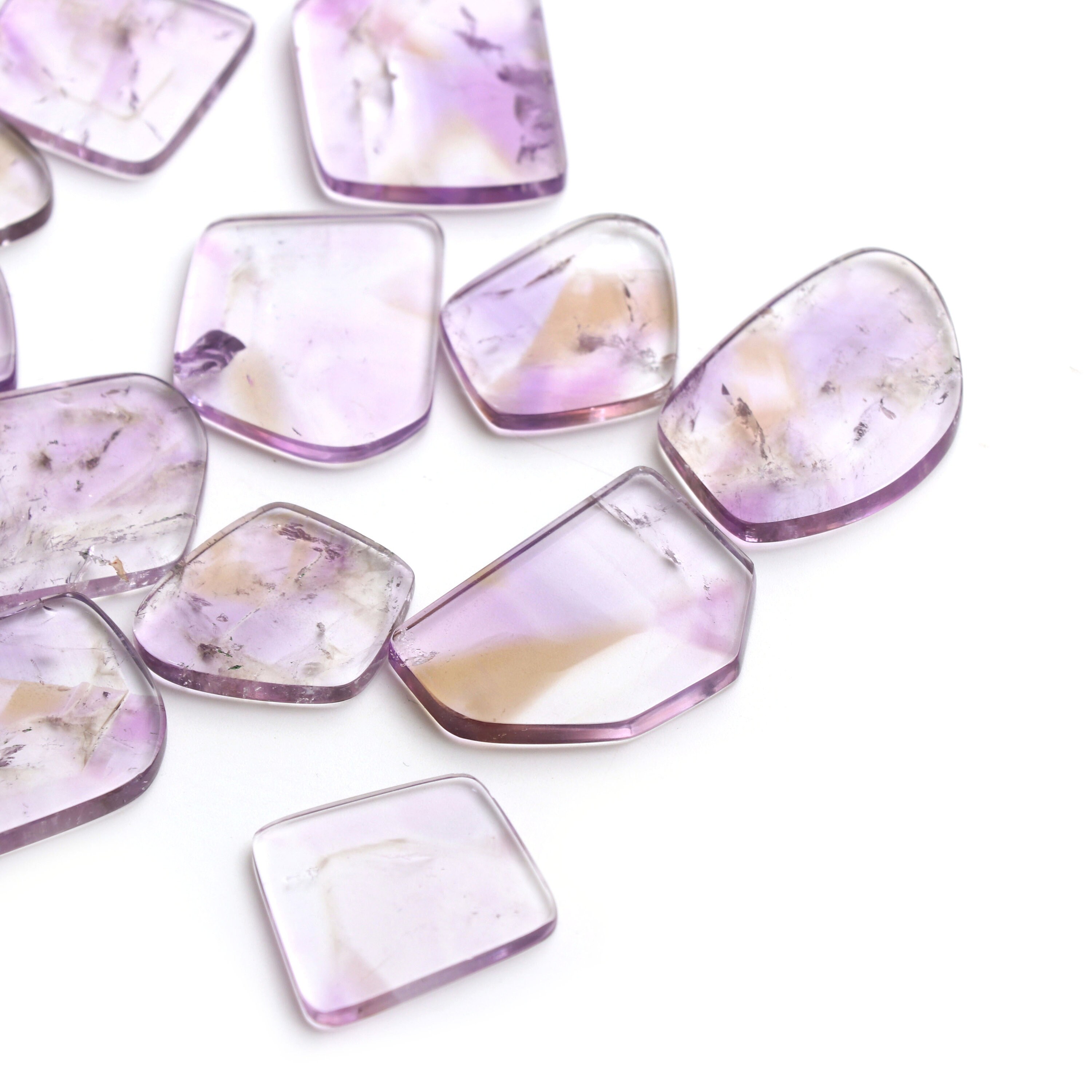 Natural Ametrine Smooth Slices Loose Gemstone, Ametrine Slices Jewelry Making Gemstone, Gift For Her, Set Of Pair Natural Ametrine Smooth Slices Loose Gemstone, Ametrine Slices Jewelry Making Gemstone, Gift For Her, Set Of Pair