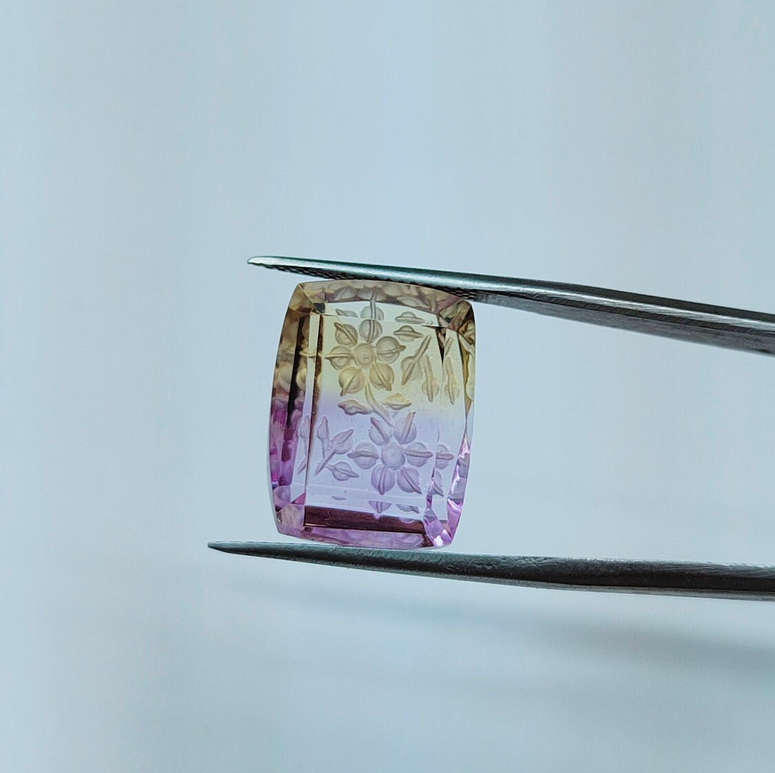 Natural Ametrine Stone, Carving Ametrine Stone, Carved Ametrine, Faceted Ametrine 16.3x12.5 Mm Cushion Ametrine, Jewelry Making Stones