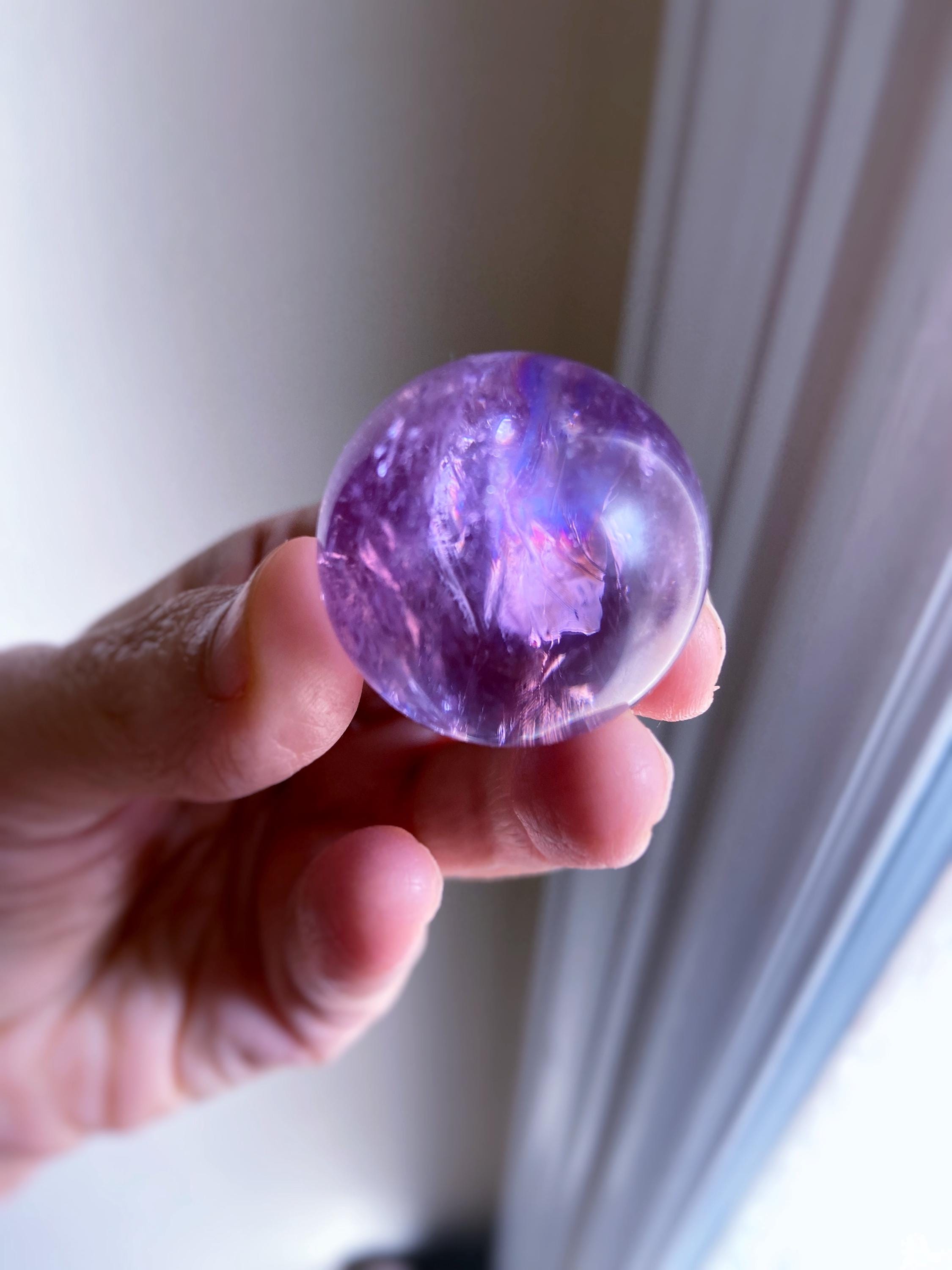 Ametrine Sphere With Rainbow Flashes, Solar Plexus Chakra, Healing Crystal Ball, Exact One