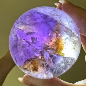 Ametrine Trapiche Sphere | 358g | - #22 (polished Purple Crystal Ball, Crown Chakra, Citrine & Amethyst, Intuition)
