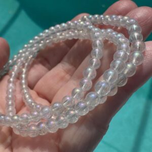 Angel Aura Quartz Bracelet, 4 mm, Minimalist, Stretch Bracelet, Ethereal Aura Crystal, Meditation, Rainbow, Gifts, Calming, Protection, Zen Angel Aura Quartz Bracelet, 4 mm, Minimalist, Stretch Bracelet, Ethereal Aura Crystal, Meditation, Rainbow, Gifts, Calming, Protection, Zen