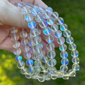Angel Aura Quartz Bracelet, 8 mm, Genuine Quartz, Stretch Bracelet, Clear Quartz, Aura Crystal, Meditation, Aura Crystals, Rainbow, Gifts Angel Aura Quartz Bracelet, 8 mm, Genuine Quartz, Stretch Bracelet, Clear Quartz, Aura Crystal, Meditation, Aura Crystals, Rainbow, Gifts