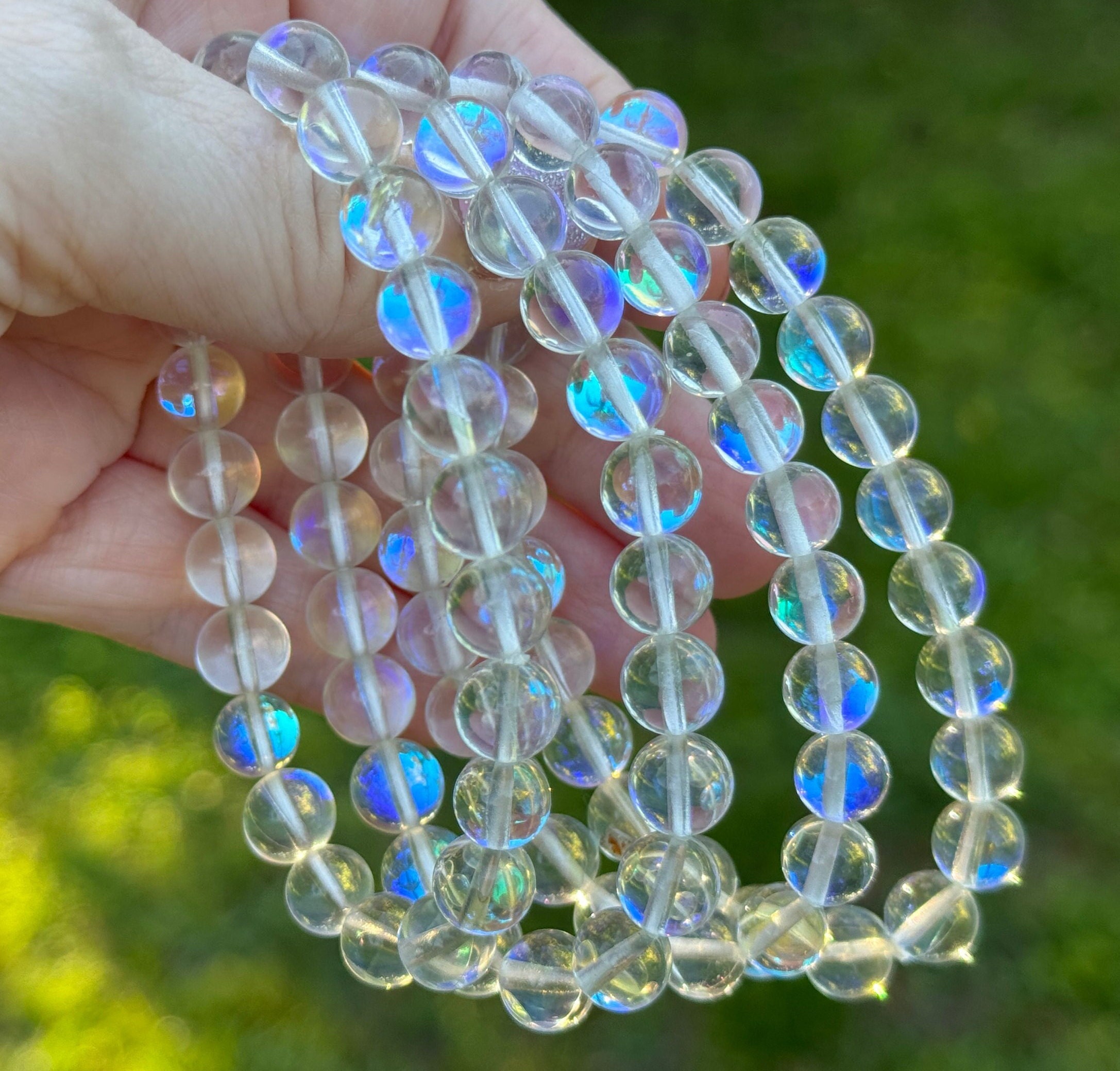 Angel Aura Quartz Bracelet, 8 Mm, Genuine Quartz, Stretch Bracelet, Clear Quartz, Aura Crystal, Meditation, Aura Crystals, Rainbow, Gifts Angel Aura Quartz Bracelet, 8 Mm, Genuine Quartz, Stretch Bracelet, Clear Quartz, Aura Crystal, Meditation, Aura Crystals, Rainbow, Gifts