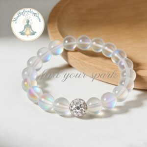 Angel Aura Quartz Bracelet for Clarity & Positive Energy - 8mm Rainbow Aura Crystal, High Vibe Healing Jewelry