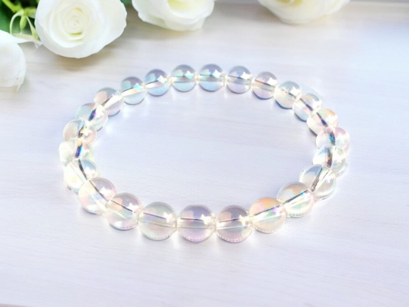 Angel Aura Quartz Bracelet: “my Angel” Natural Crystal Healing Jewelry Angel Aura Quartz Bracelet: “my Angel” Natural Crystal Healing Jewelry