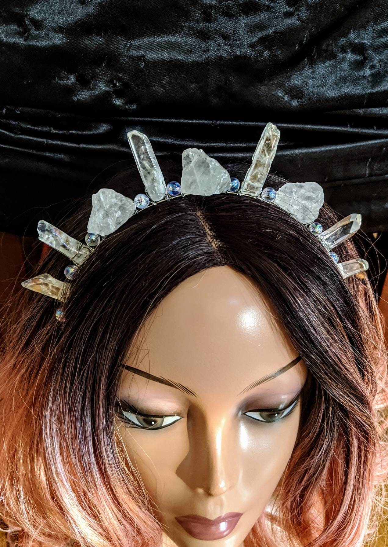 Angel Aura Quartz Crystal Crown: Aurora Borealis Bridal Tiara Headband Angel Aura Quartz Crystal Crown: Aurora Borealis Bridal Tiara Headband