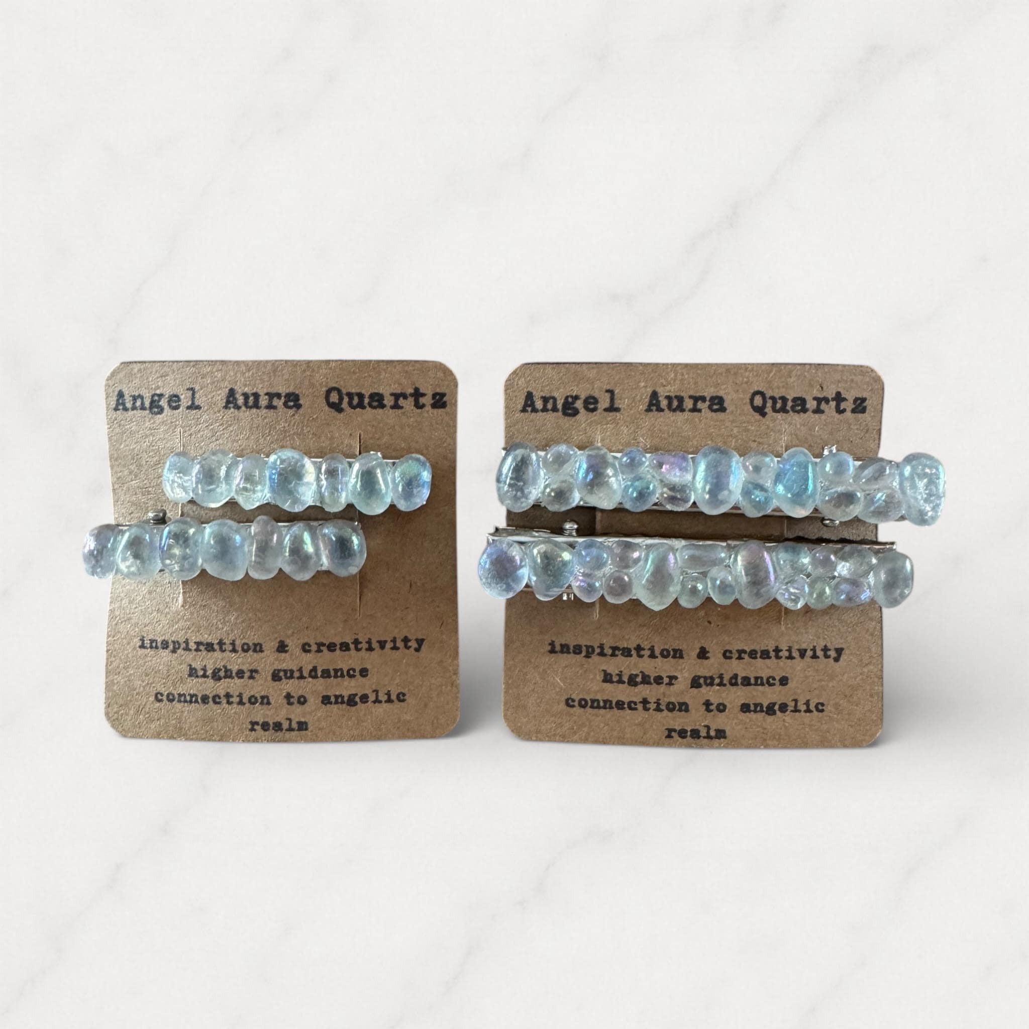 Angel Aura Quartz Gemstone Hair Clips | Set Of 2 Alligator Clips, Bridal Accessories