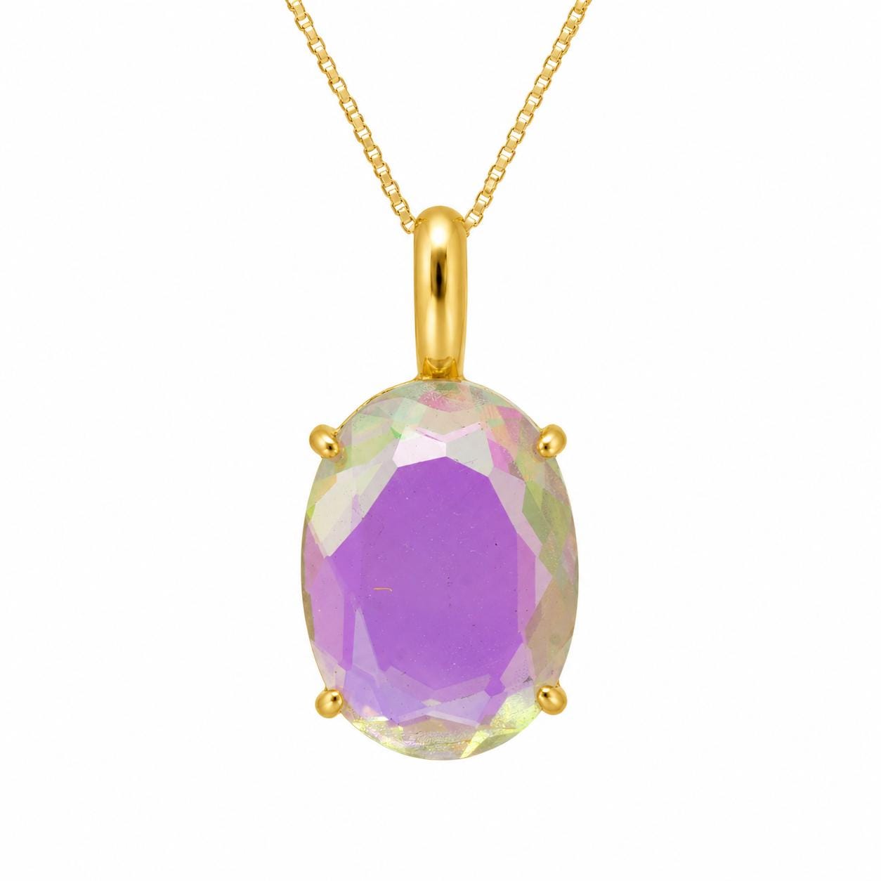 Angel Aura Quartz Necklace: Oval Necklace - 925 Sterling Silver - Wedding Gift - Rainbow Crystal Jewelry Angel Aura Quartz Necklace: Oval Necklace - 925 Sterling Silver - Wedding Gift - Rainbow Crystal Jewelry