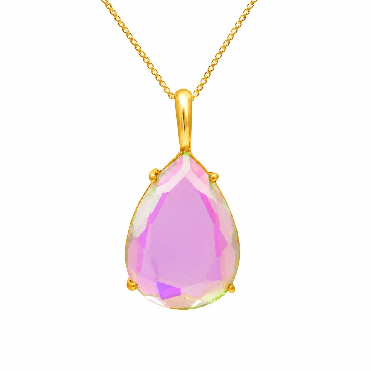 Angel Aura Quartz Necklace - Teardrop Necklace: 925 Sterling Silver - Rainbow Crystal Jewelry Angel Aura Quartz Necklace - Teardrop Necklace: 925 Sterling Silver - Rainbow Crystal Jewelry