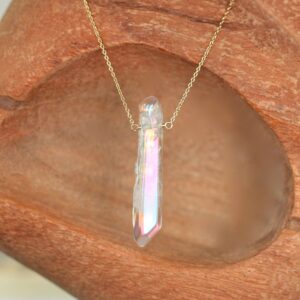 Angel Aura Quartz Wand Necklace: 14k Gold Filled or Sterling Silver Chain Angel Aura Quartz Wand Necklace: 14k Gold Filled or Sterling Silver Chain