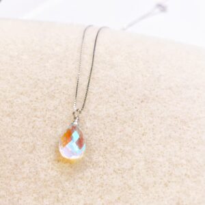 Rainbow Quartz Necklace, Angel Aura Quartz Necklace, Rainbow Pendant Necklace, Sterling Silver, Birthday Gift, Unique Gifts, Girlfriend