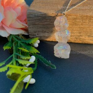 Raw Angel Aura Quartz Pendant in 925 Sterling Silver, Rough Gemstone Necklace, Uncut Pendant, Stone Pendant, Birthstone, Gift For Her