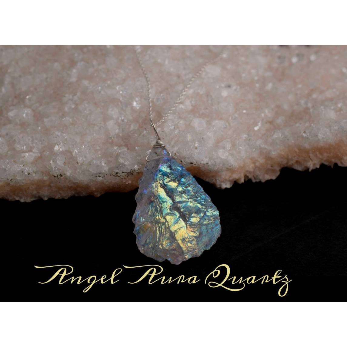 Raw Angel Aura Quartz Pendant • Sterling Silver Rough Crystal Necklace • Uncut Stone Jewelry • Dainty Aura Gem Pendant • Gift For Her