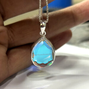 Teardrop Angel Aura Quartz Pendant: Handmade 925 Sterling Silver