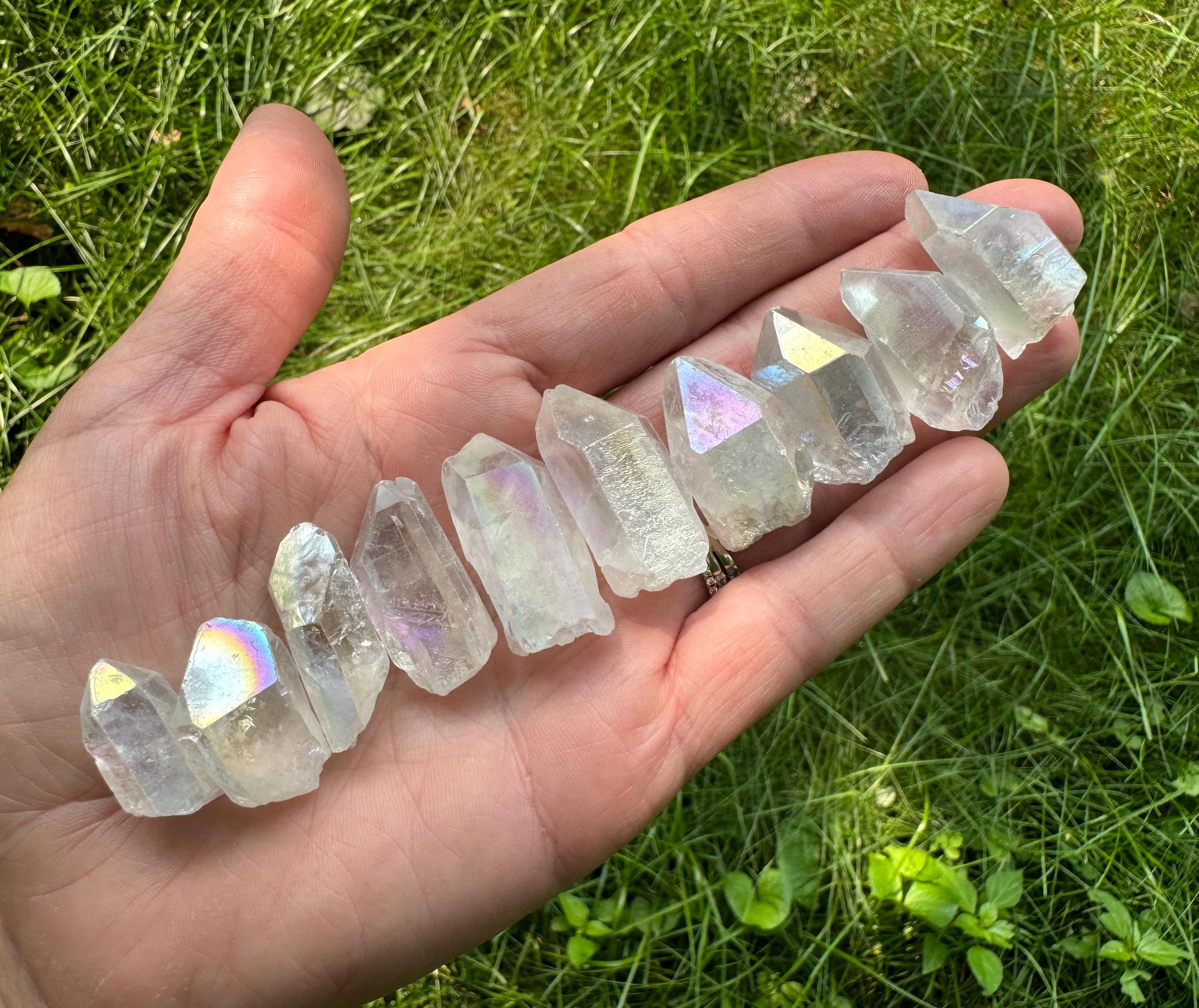 Angel Aura Quartz Crystal Points Lot - Iridescent Healing Gemstones, Set Of 10 #6
