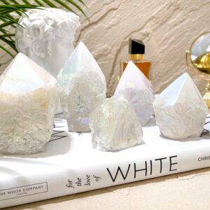Angel Aura Quartz Tower: Natural Iridescent Crystal Decor