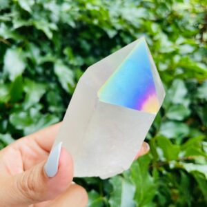 Xl Angel Aura Quartz Point: Half Polished Rainbow Crystal (295g)