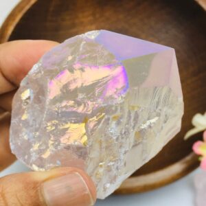 Angel Aura Rose Quartz Point: Rainbow Flame Crystal Tower 131.6.g
