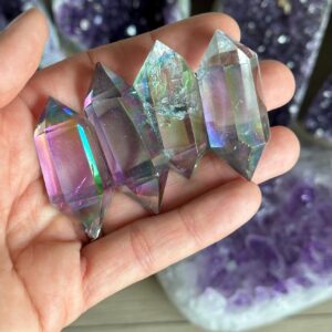 Angel Aura Quartz Dt Wand: Bi-color Crystal Point