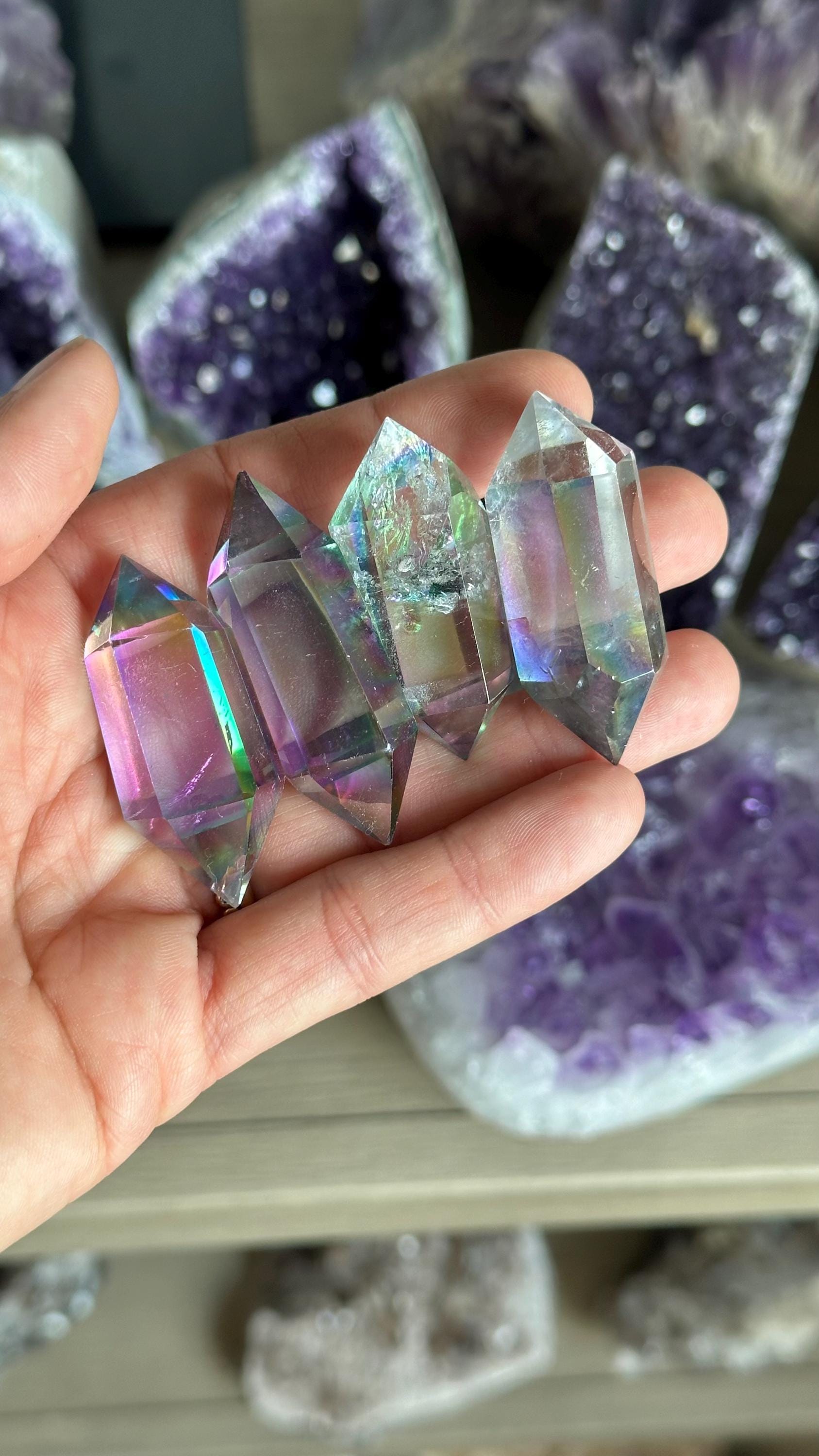 Angel Aura Quartz Dt Wand: Bi-color Crystal Point