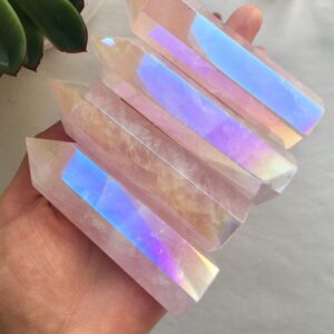 Angel Aura Rose Quartz point, aura rose quartz point, aura rose quartz, rose quartz, aura quartz, aura crystal, angel aura, crystal point