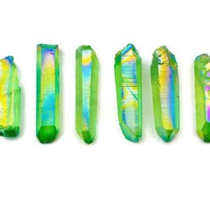 Green Angel Aura Quartz Point: Rainbow Crystal Wand (25-45mm)