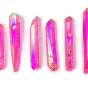 Pink Angel Aura Quartz Crystal Point: Rainbow Stone (30-60mm)