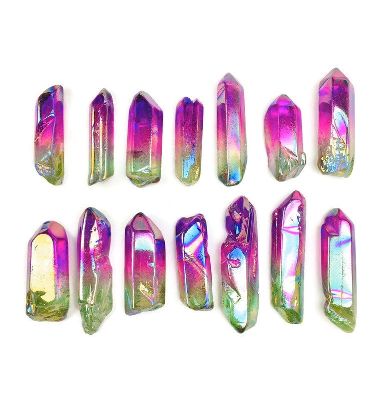 Watermelon Angel Aura Quartz Point: Rainbow Crystal (30-50mm)
