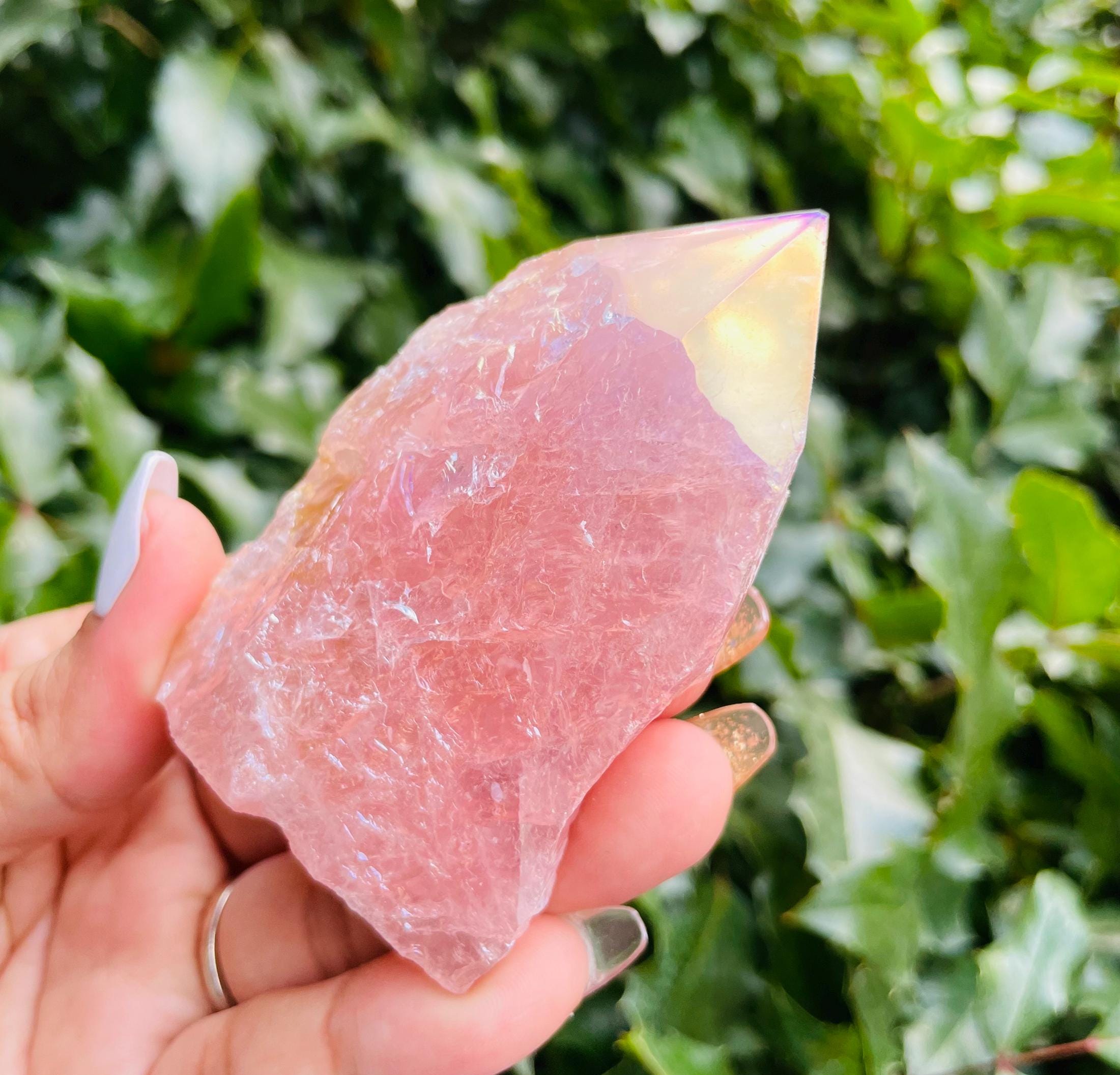 Angel Aura Rose Quartz Crystal Point (145.0g)