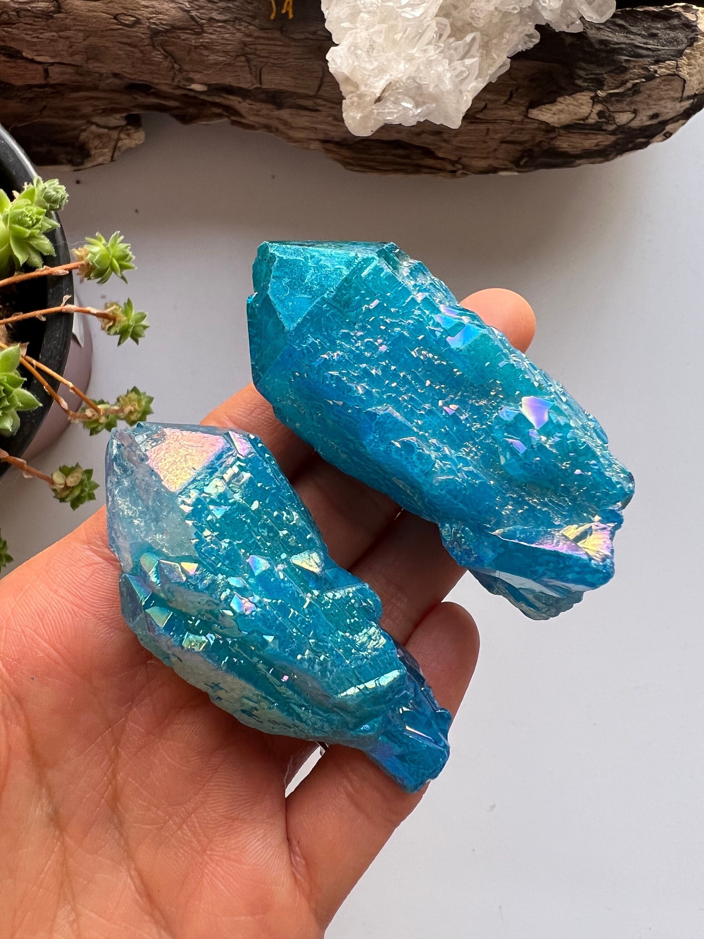 Blue Angel Aura Quartz Cluster, Chakra Balancing Crystal