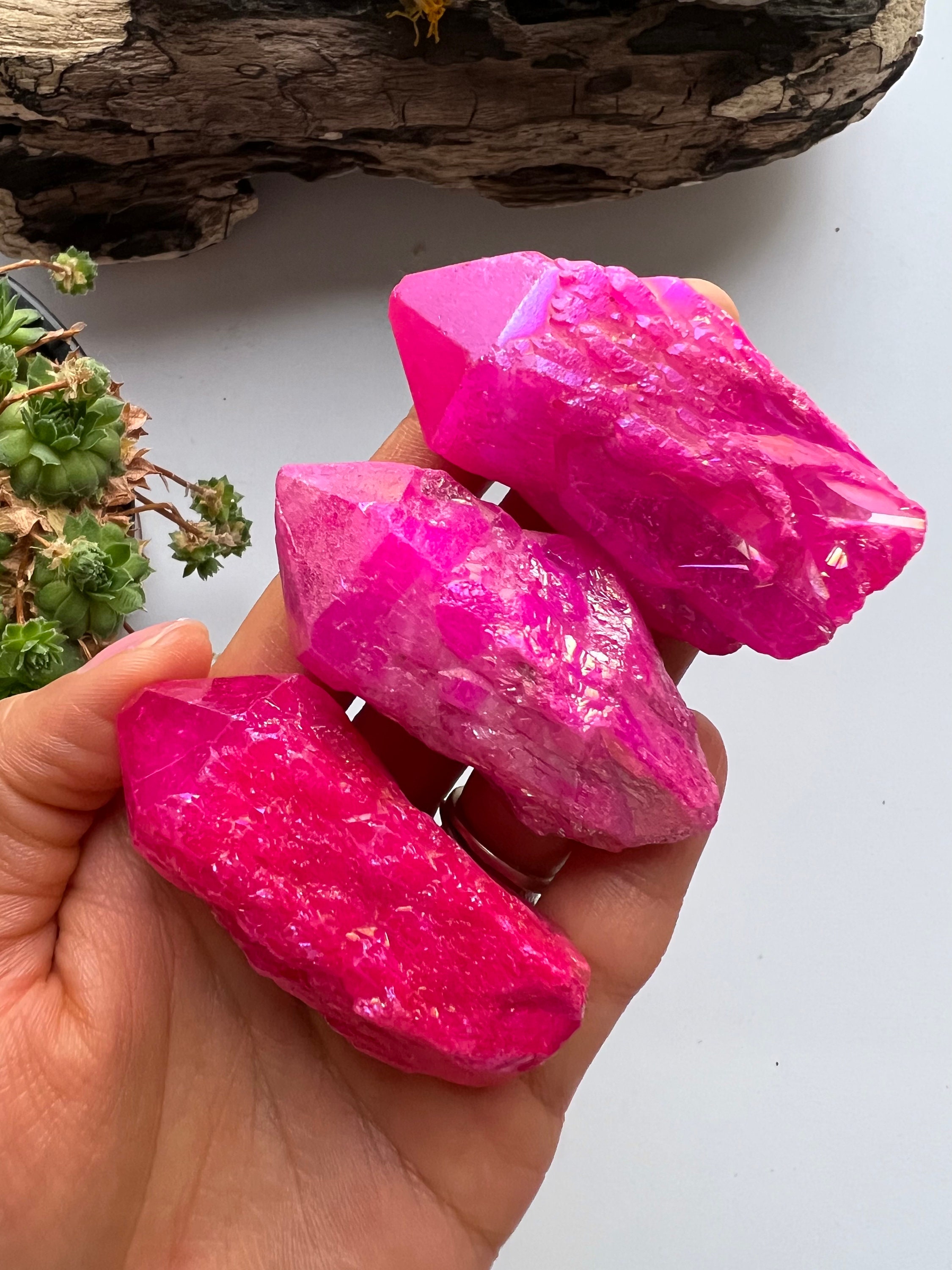 Pink Angel Aura Quartz Cluster