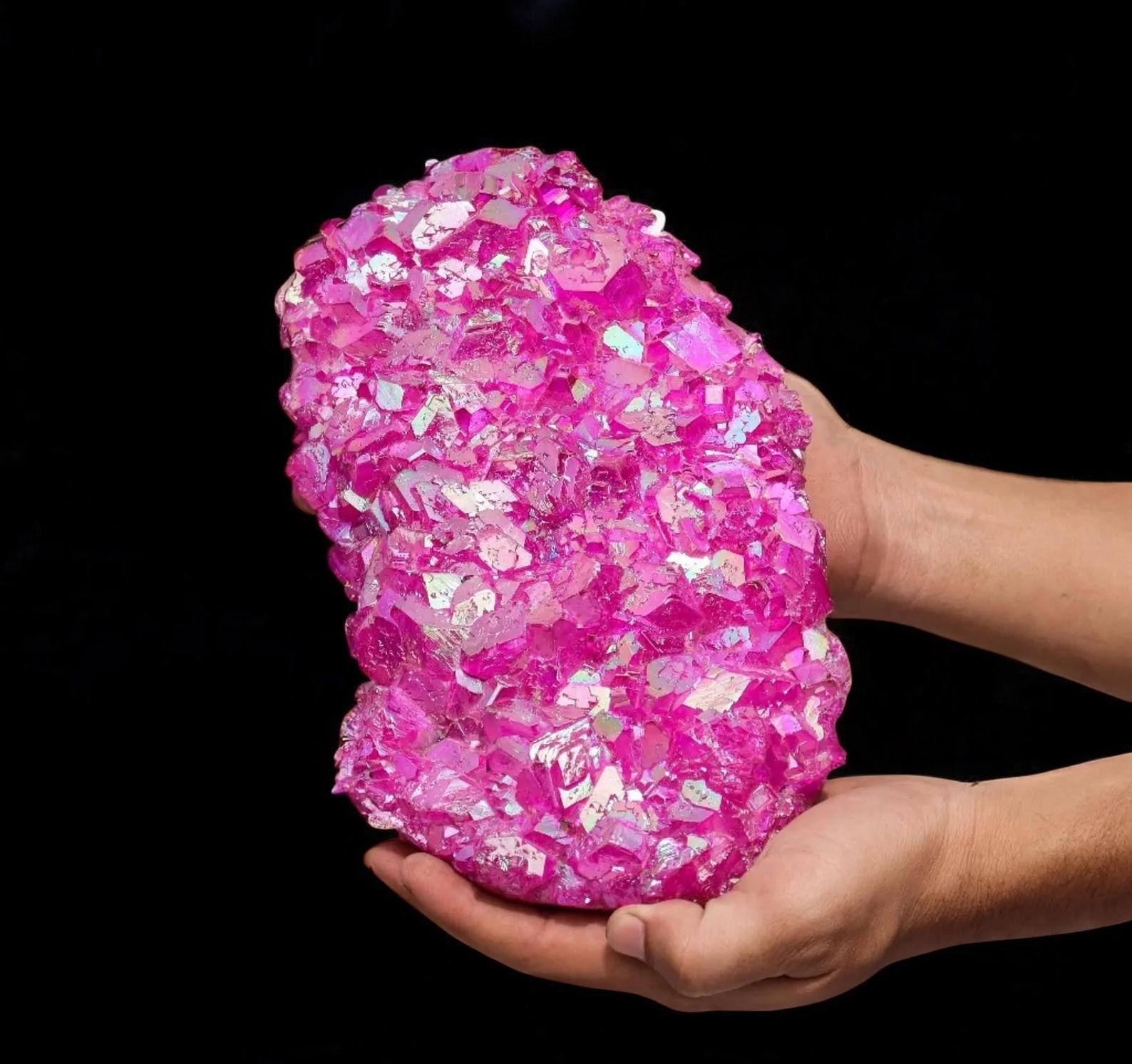 Rainbow Angel Aura Quartz Cluster: Reiki Healing Crystal Decor