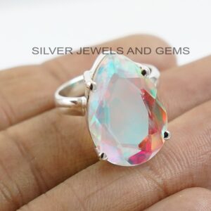 Angel Aura Quartz Ring, Handmade Ring, 925 Sterling Silver Ring, Teardrop Aura Quartz Ring, Gift For Girls, Gemstone Ring, Birthday Ring Angel Aura Quartz Ring, Handmade Ring, 925 Sterling Silver Ring, Teardrop Aura Quartz Ring, Gift For Girls, Gemstone Ring, Birthday Ring