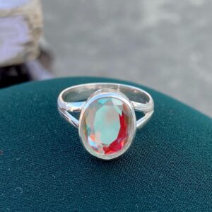 Handmade Sterling Silver Angel Aura Quartz Ring: Minimalist Gemstone Jewelry Gift For Her Handmade Sterling Silver Angel Aura Quartz Ring: Minimalist Gemstone Jewelry Gift For Her