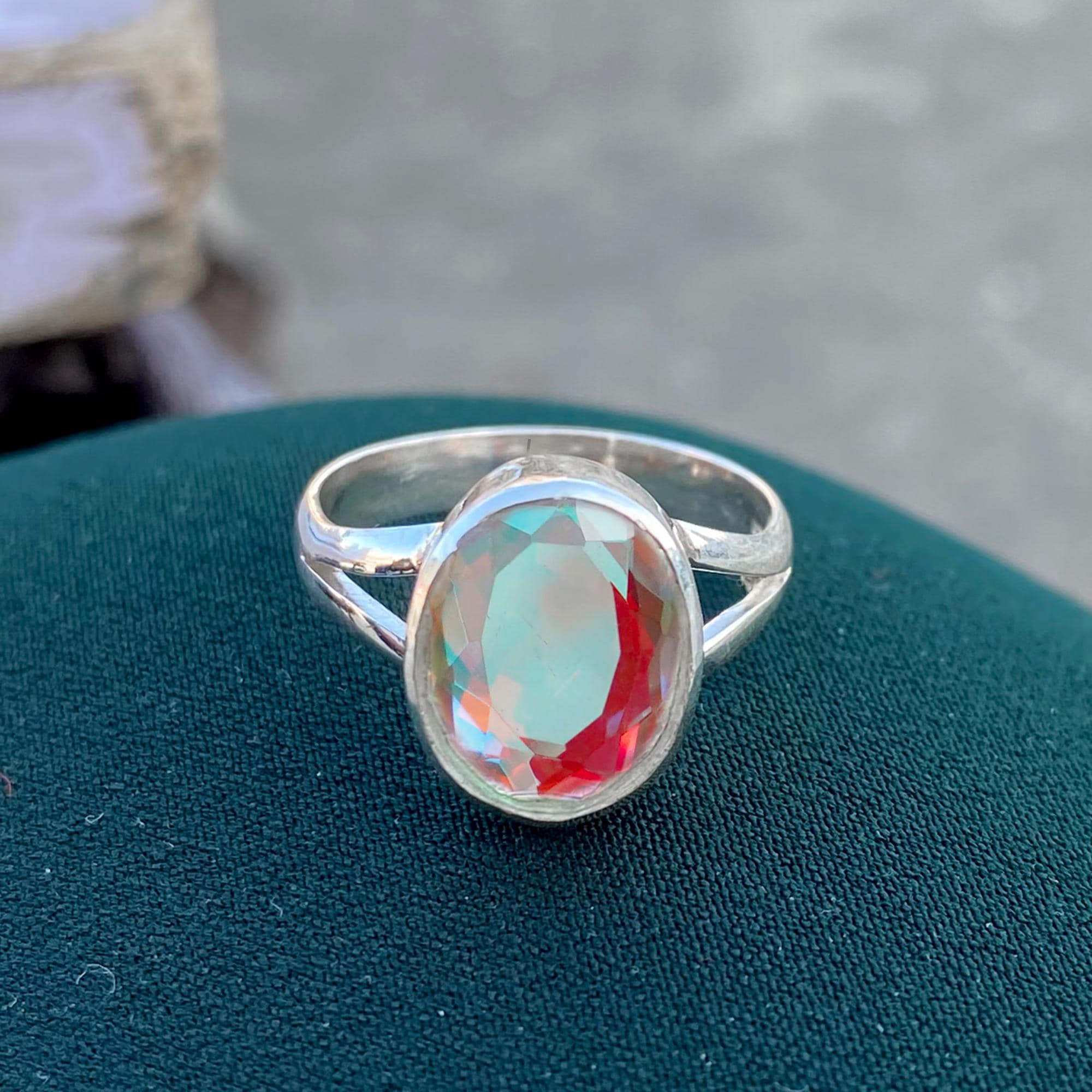 Handmade Sterling Silver Angel Aura Quartz Ring: Minimalist Gemstone Jewelry Gift For Her