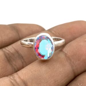 Handmade Sterling Silver Angel Aura Quartz Ring: Minimalist Gemstone Jewelry Gift For Her Handmade Sterling Silver Angel Aura Quartz Ring: Minimalist Gemstone Jewelry Gift For Her