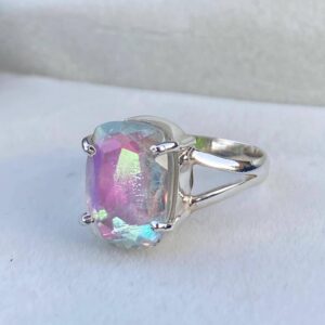 Handmade Sterling Silver Angel Aura Quartz Ring: Minimalist Gemstone Jewelry Handmade Sterling Silver Angel Aura Quartz Ring: Minimalist Gemstone Jewelry