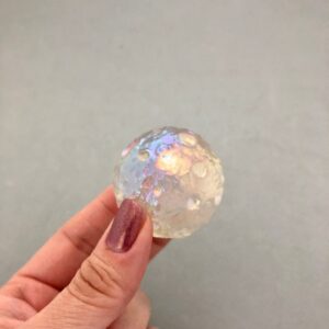 Angel Aura Quartz Moon Sphere (1 1/2" Diameter) For Lunar Witches, Moon Lovers, Moon Witches, Crystal Grids, Altar Decorations, Cute Moon Angel Aura Quartz Moon Sphere (1 1/2" Diameter) For Lunar Witches, Moon Lovers, Moon Witches, Crystal Grids, Altar Decorations, Cute Moon