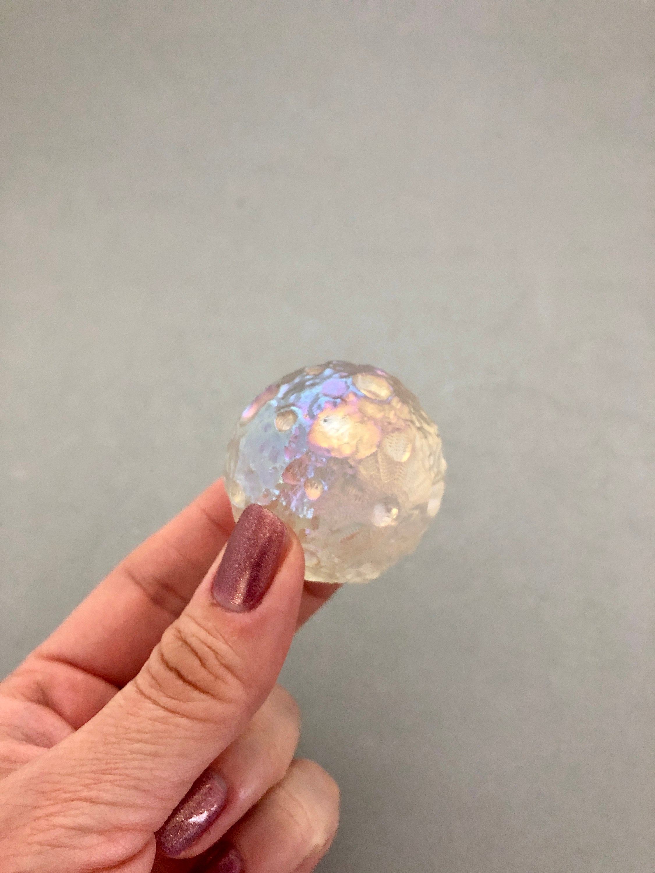 Angel Aura Quartz Moon Sphere (1 1/2" Diameter) For Lunar Witches, Moon Lovers, Moon Witches, Crystal Grids, Altar Decorations, Cute Moon Angel Aura Quartz Moon Sphere (1 1/2" Diameter) For Lunar Witches, Moon Lovers, Moon Witches, Crystal Grids, Altar Decorations, Cute Moon