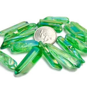Green Angel Aura Quartz Crystals: Rainbow Tumble Stone Lot (50g)