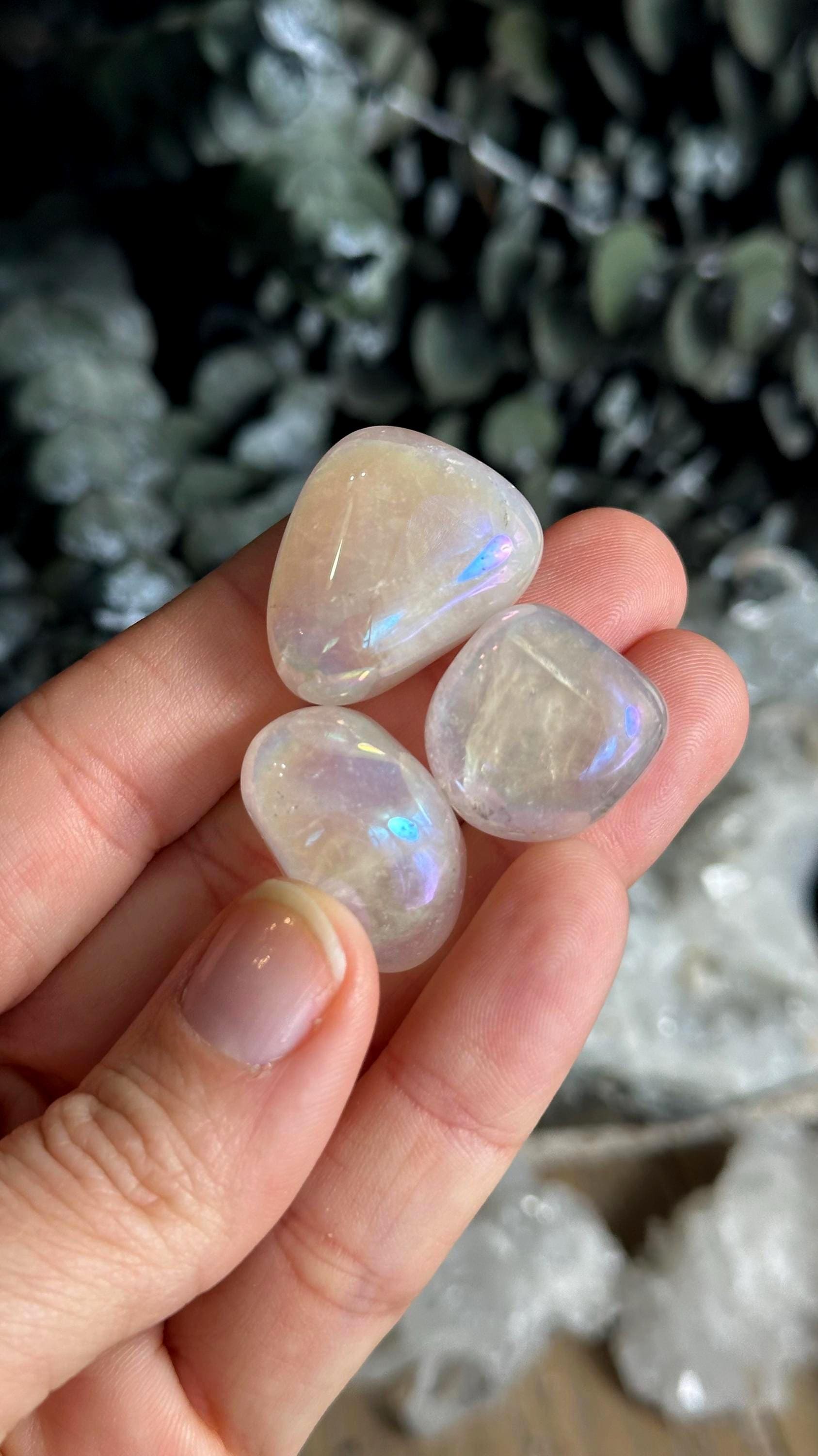 Tumbled Angel Aura Rose Quartz Stone
